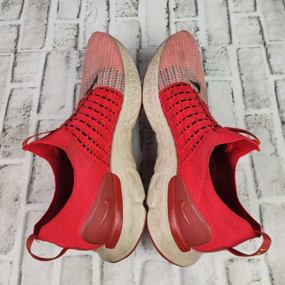 Nike React Phantom Run Flyknit 2 Men's Size 14 Red Athletic Running Slip On Shoe - Picture 7 of 10
